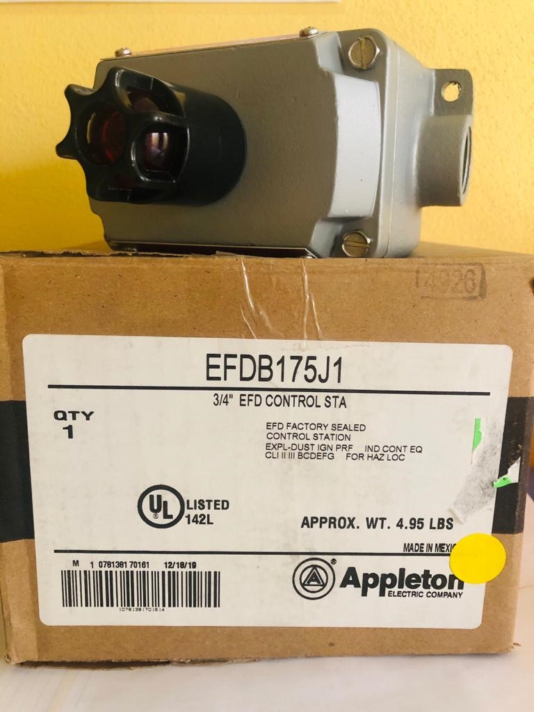 CAJA DE REGISTRO A PRUEBA DE EXPLOSION PARA LUZ PILOTO, MODELO EFDB175J1, MARCA APPLETON