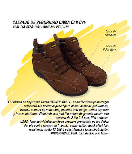 CALZADO DE SEGURIDAD MUJER COLOR CAFE #6, MARCA CABEL, MODELO 03-0608-0201-24