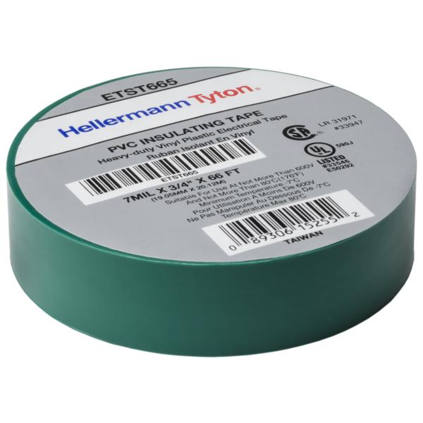 CINTA AISLANTE COLOR VERDE 0.75", MARCA HELLERMANN TYTON