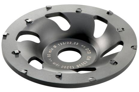 DISCO PARA PULIR CONCRETO DE 5 X 7/8", DE DIAMANTE, TIPO COPA, PKD PROFESIONAL Ø 125 MM, MARCA METABO, MODELO 628208000
