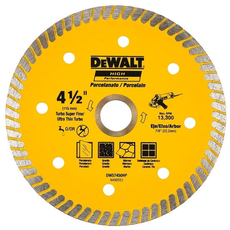 DISCO DIAMANTADO 4-1/2", MARCA DEWALT, MODELO DW57450HP