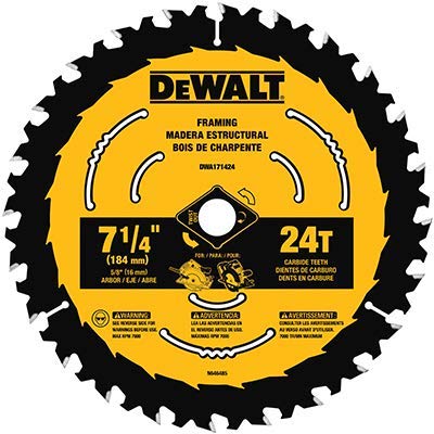 DISCO PARA SIERRA 7-1/4 DE 24T, MARCA DEWALT, MODELO DWA171424B10