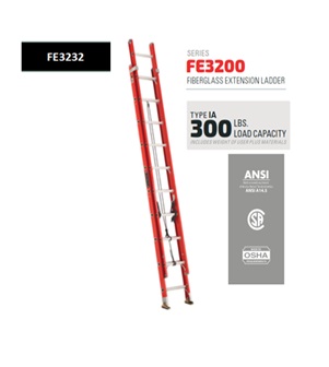 ESCALERA DE EXTENSION DE 32 PIES, FIBRA DE VIDRIO, 300 LB. MARCA LOUISVILLE