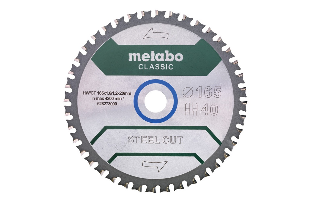 DISCO PARA SIERRA, STEEL CUT 165X20 D40, MARCA METABO, MODEL0 O0 628273000