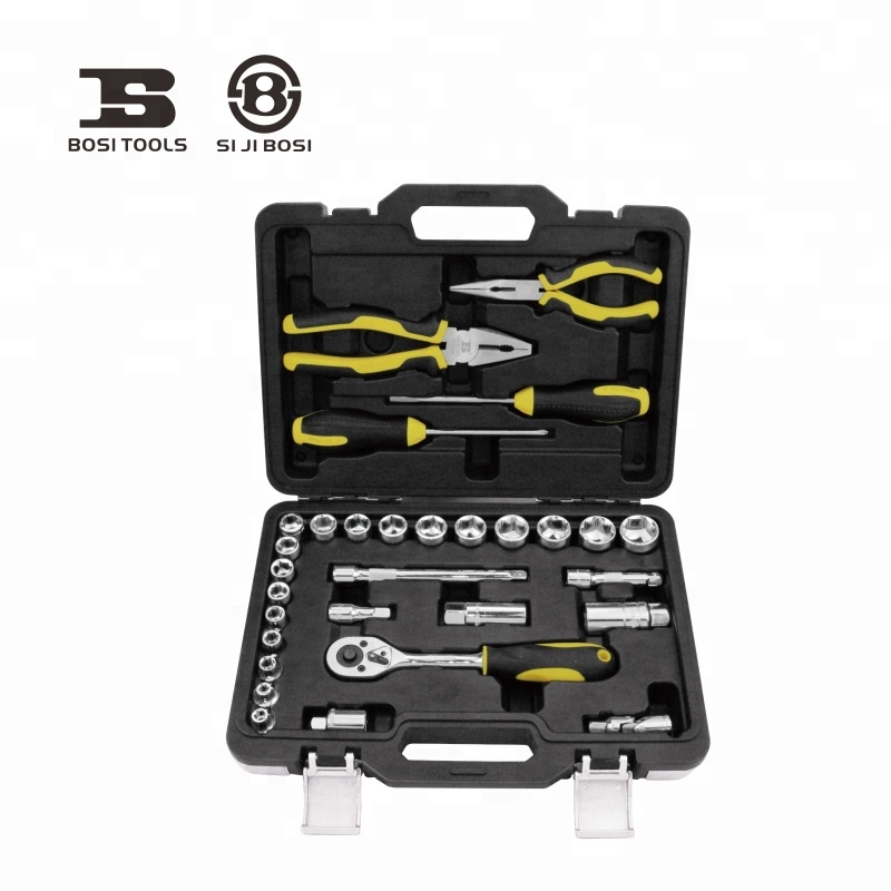 JUEGO DE CUBOS DE 3/8" MILIMETROS Y HERRAMIENTAS, DE 30 PIEZAS, MARCA BOSI TOOLS, MODELO BS511330
