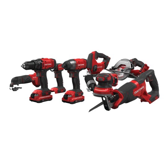 KIT COMBINADO DE 8 HERRAMIENTAS INALAMBRICAS DE 20 VOLTIOS, 2 BAT 2AH + 1 CARGADOR, MARCA CRAFTSMAN, MODELO CMCK800D2