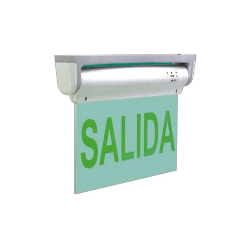 LAMPARA DE EMERGENCIA LED, ROTULO DE SALIDA LETRAS VERDE,  1.8W, 300 MIN