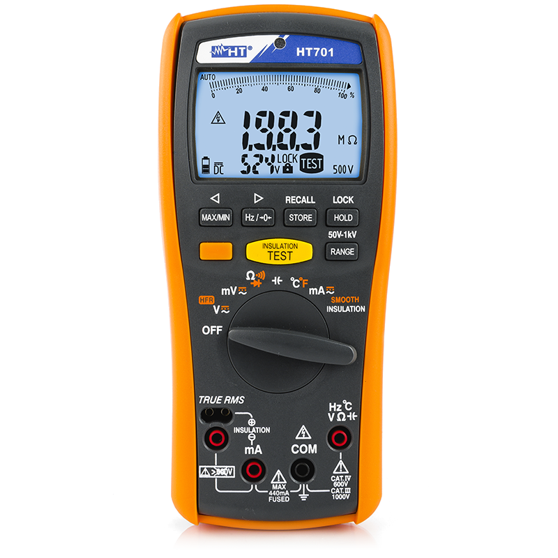 MULTIMETRO PROFESIONAL CON MEDICION DE AISLAMIENTO 1000V, MARCA HT, MODELO 701