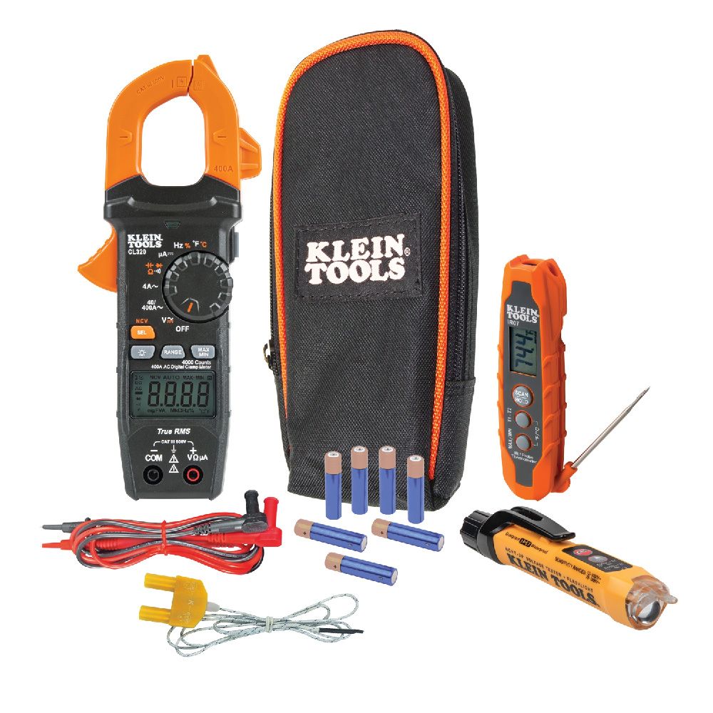 KIT DE PRUEBA HVAC PINZA AMPERIMETRICA 400A CA, MARCA KLEIN TOOLS, MODELO CL320KIT