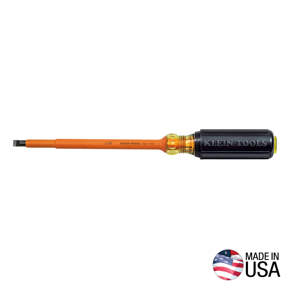 DESTORNILLADOR AISLADO 1000V PLANO, DE 5/16", DE 7", MARCA KLEIN TOOLS, MODELO 602-7-INS
