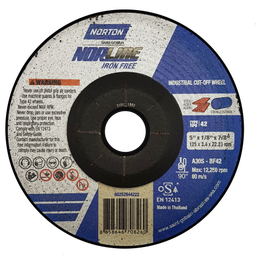 [NORTON151757] DISCO DE CORTE METAL DE 7"X1/8"X7/8", CENTRO DEPRIMIDO, MARCA NORTON, MODELO 151757