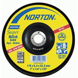 [NORTON152592] DISCO DESBASTE DE 4-1/2"X1/4"X7/8", CENTRO DEPRIMIDO, MARCA NORTON, MODELO 152592