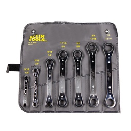 [KLEIN68222] JUEGO DE LLAVES COMBINADAS DE ESTRIAS CON TRINQUETE, DE 7 PIEZAS, DE 1/4" A 7/8", MARCA KLEIN TOOLS, MODELO 68222