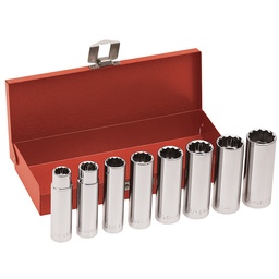 [KLEIN 65514] JUEGO DE CUBOS LARGOS DE 1/2" DE 8 PIEZAS, DE 1/2" A 15/16", DE MARCA KLEIN TOOLS, MODELO 65514