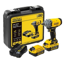 [STANLEY-SBW920M2K-B3] KIT DE LLAVE DE IMPACTO DE 1/2" INALAMBRICA, 370 NM, MARCA STANLEY, MODELO SBW920M2K-B3: 2 BAT 4AH + CARG + ESTUCHE