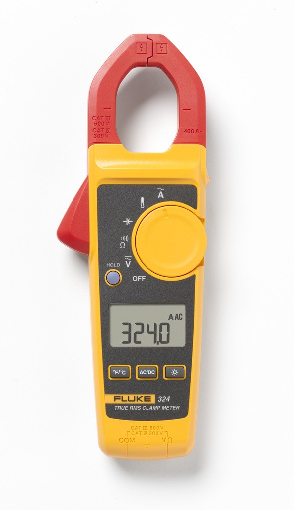 PINZA AMPERIMETRICA INCLUYE PUNTAS Y SONDA DE TEMPERATURA 400A AC, 600V AC/DC, MARCA FLUKE, MODELO 324