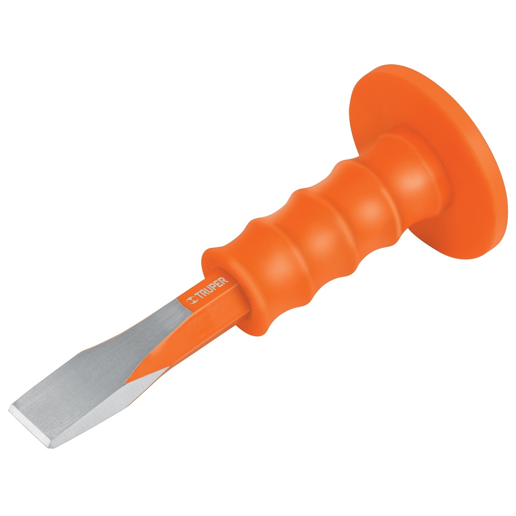 CINCEL PUNTA PLANA 1x8" CON PROTECTOR, TRUPER 12276