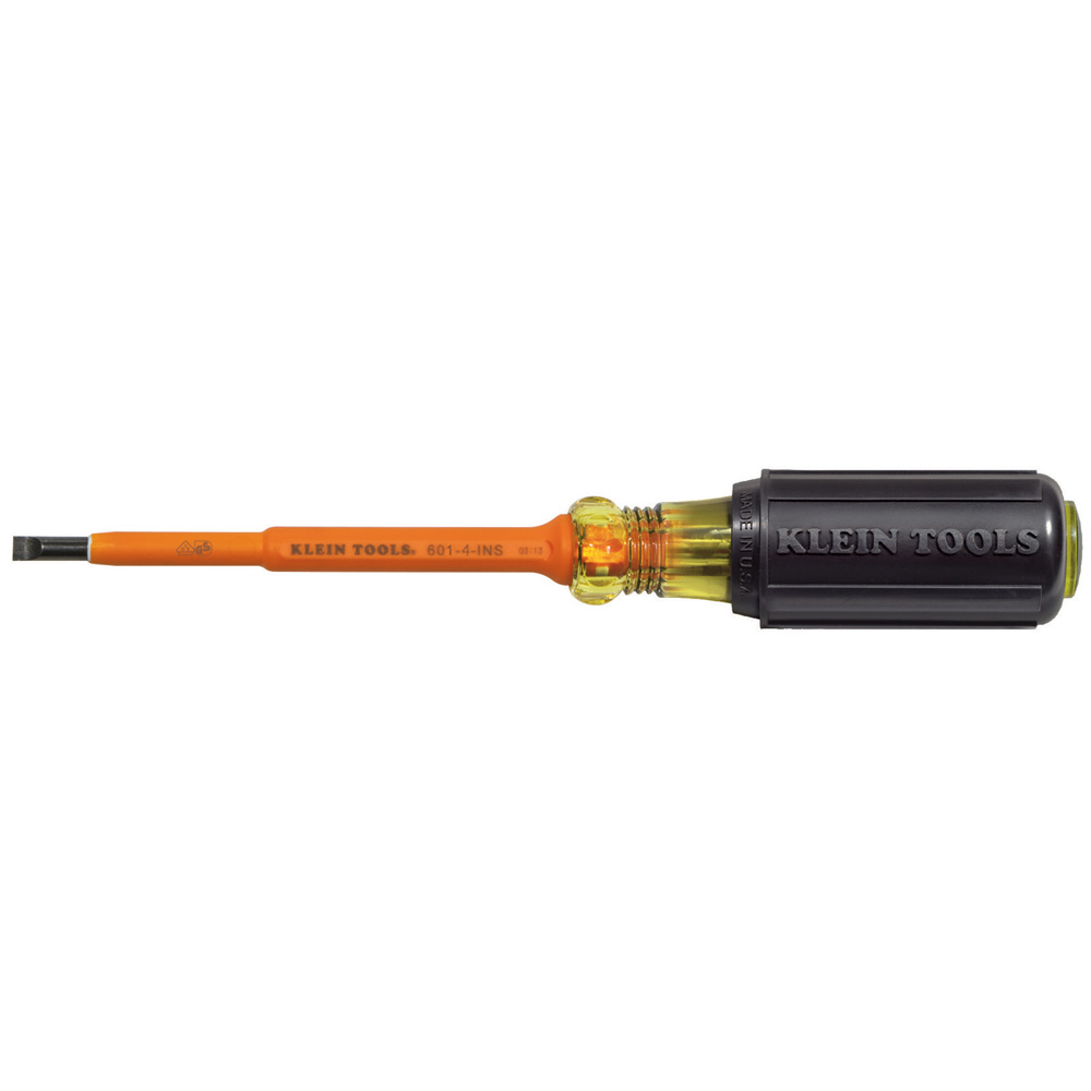 DESTORNILLADOR AISLADO 1000V PLANO, DE 3/16", DE 4", MARCA KLEIN TOOLS, MODELO 601-4-INS