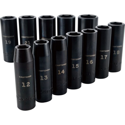 JUEGO DE CUBOS DE IMPACTO DE 12 PIEZAS, DE 12 A 27 MM, MARCA CRAFTSMAN, MODELO CMMT15887
