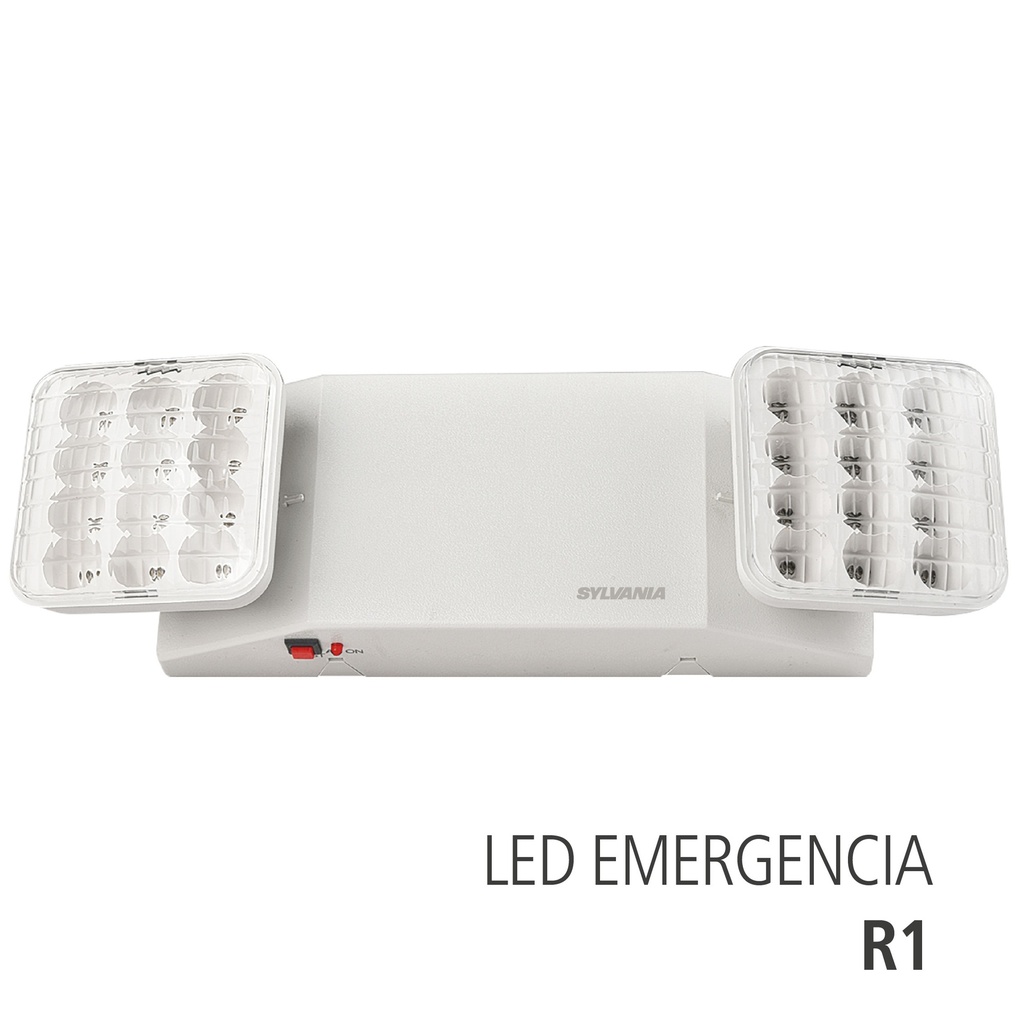 LAMPARA DE EMERGENCIA LED R1, 2X1.6W, 140 LUMEN, 6500K, 120-277V, 25000 HRS, 90 MIN, MARCA SYLVANIA, MODELO P23342-39