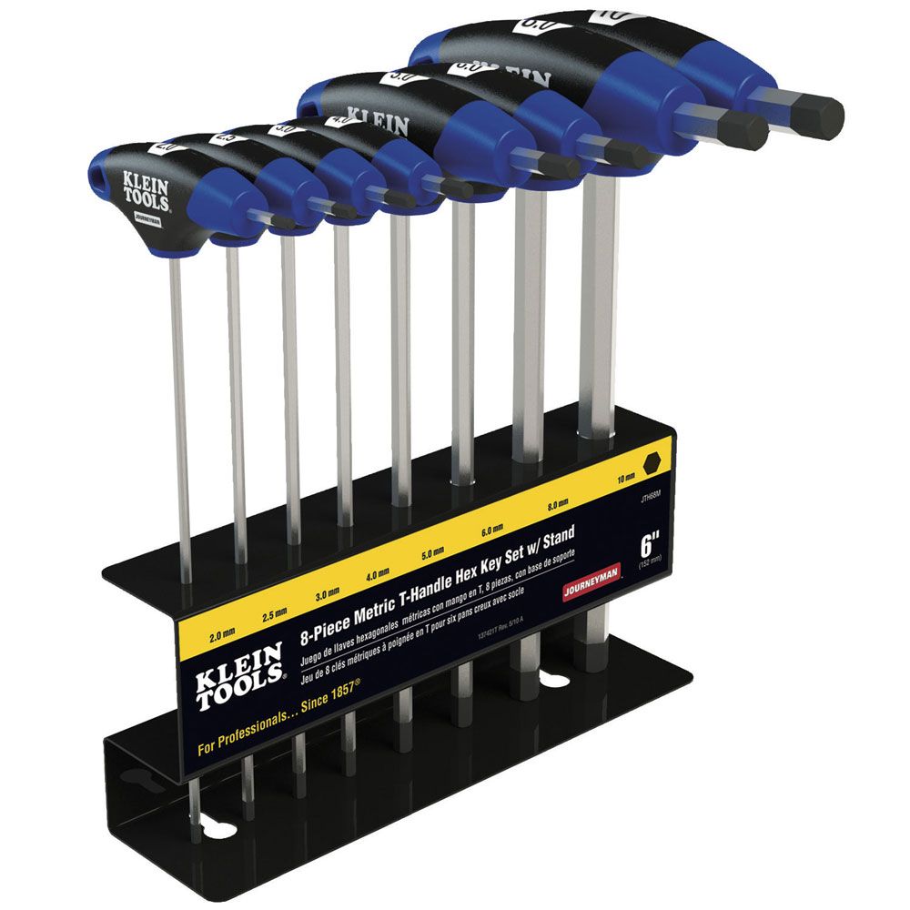 JUEGO DE LLAVES HEXAGONALES (ALLEN) TIPO T, 2, 2.5, 3, 4, 5, 6, 8, 10 MM, MARCA KLEIN TOOLS, MODELO JTH68M