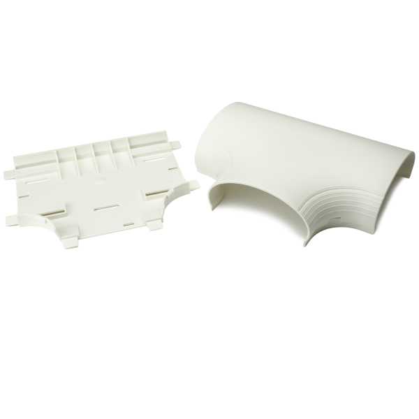 TEE PARA CANALETA PLASTICA DE 4.5", MULTI CANAL, PARA POTENCIA Y DATOS, COLOR IVORY, MARCA HELLERMANN TYTON