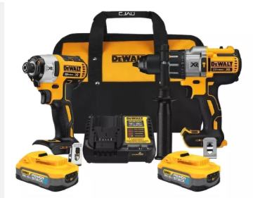 KIT DE TALADRO PERCUTOR + ATORNILLADOR DE IMPACTO DE 1/2", MARCA DEWALT, MODELO DCK299H2-B3: 2 BAT 2AH + CARG + BOLSO