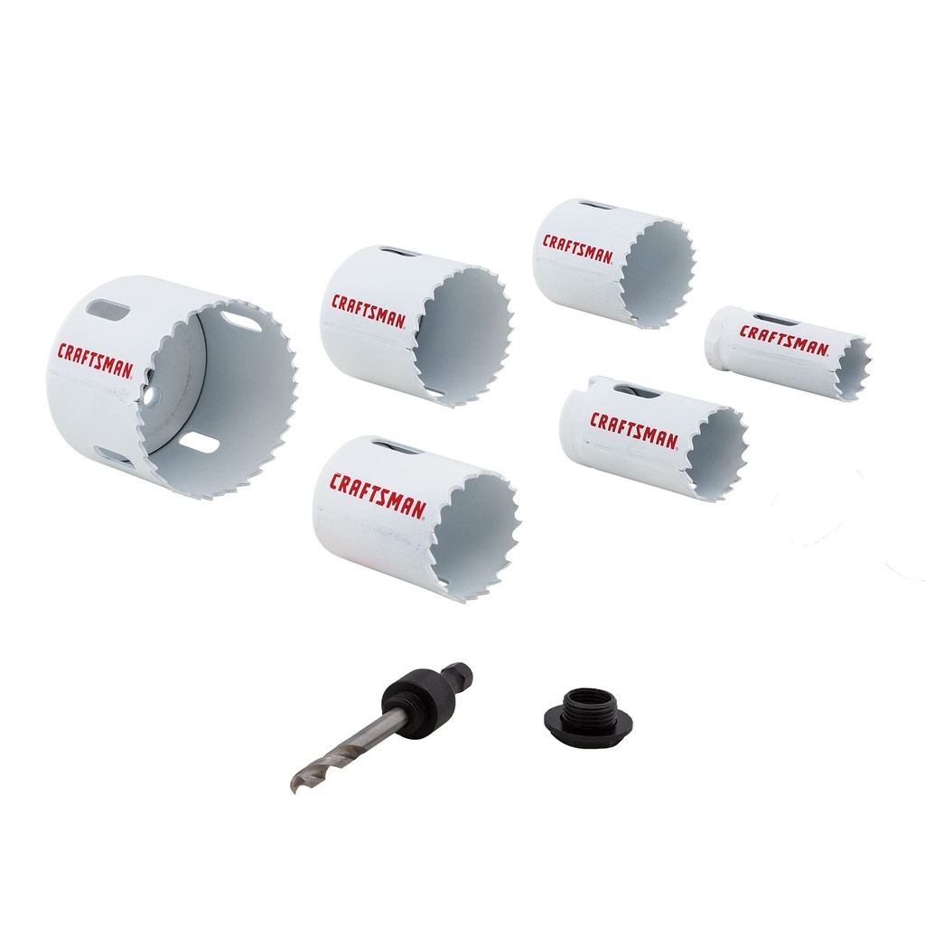JUEGO DE SACABOCADOS METAL/MADERA DE 1"A 2 -1/2", DE 7 PIEZAS, CON SU RESPECTIVO ADAPTADOR PILOTO, MARCA CRAFTSMAN, MODELO CMAH1SET7