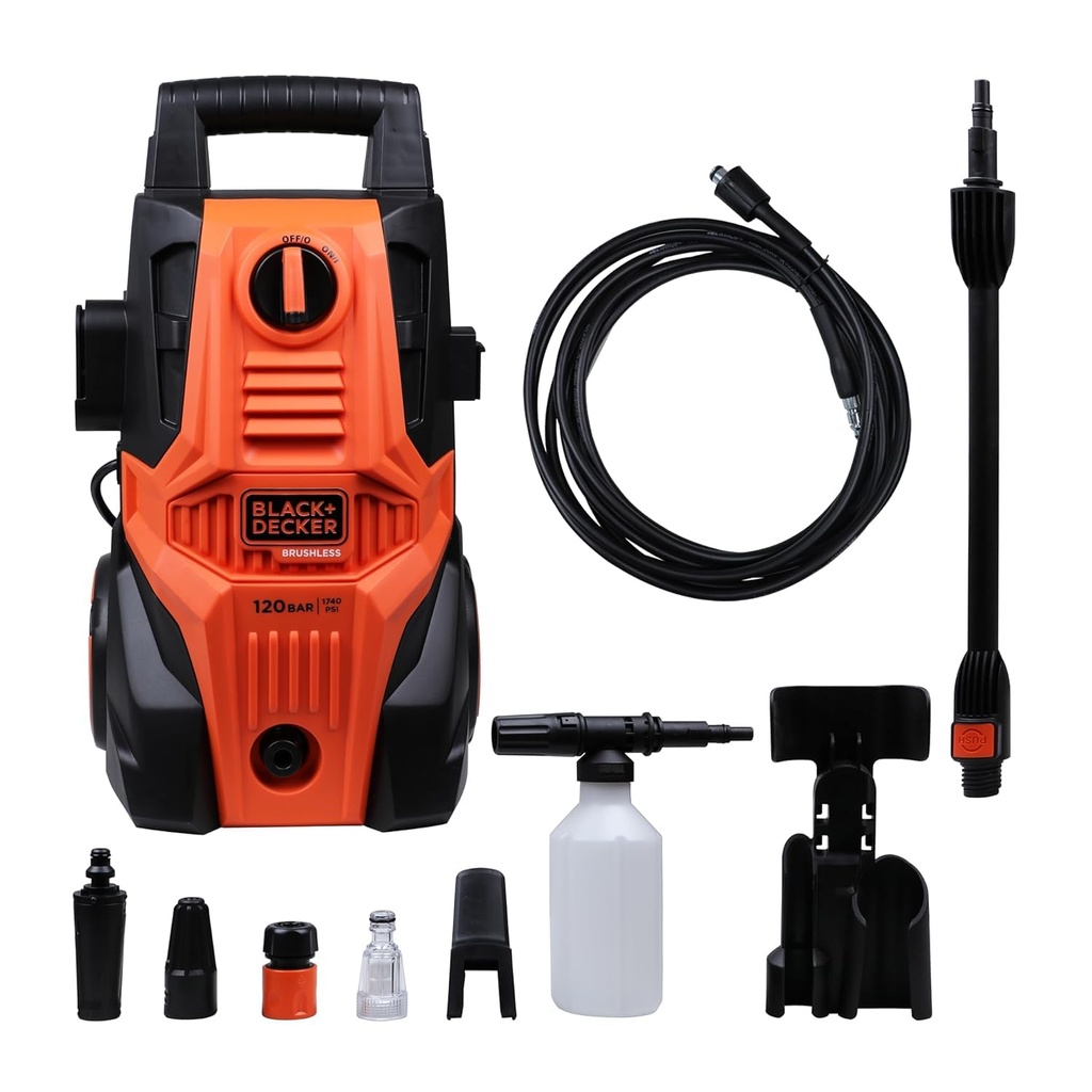 HIDROLAVADORA ELECTRICA SISTEMA BRUSHLESS DE 1740 PSI, 120V, MARCA BLACK & DECKER, MODELO DW-BEPWB1740-B3