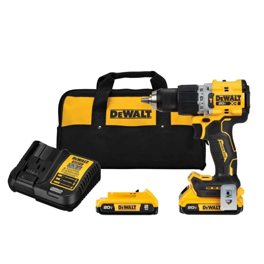 KIT DE TALADRO PERCUTOR 20V XR, MARCA DEWALT, MODELO DCD806D2-B3: 2 BAT 2AH + CARG + BOLSO