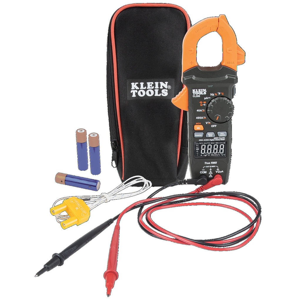 PINZA AMPERIMETRICA DIGITAL DE RANGO AUTOMATICO TRMS 400A AC/DC, MARCA KLEIN TOOLS, MODELO CL390