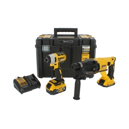 [DW-DCK260D1P1T-B3] KIT DE TALADRO ROTOMARTILLO SDS PLUS + ATORNILLADOR DE IMPACTO, MARCA DEWALT, MODELO DCK260D1P1T-B3, INCLUYE: 1 BAT 2AH + 1 BAT 5 AH + CARG + ESTUCHE