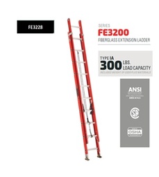[LOUISVILLE-FE3228] ESCALERA DE EXTENSION DE 28 PIES, FIBRA DE VIDRIO, 300 LB. MARCA LOUISVILLE