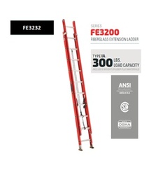 [LOUISVILLE-FE3232] ESCALERA DE EXTENSION DE 32 PIES, FIBRA DE VIDRIO, 300 LB. MARCA LOUISVILLE