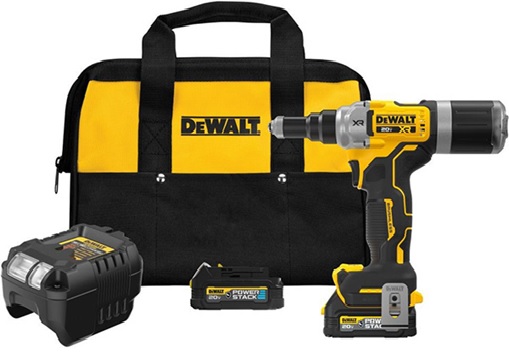 KIT DE HERRAMIENTAS DE REMACHE INALAMBRICO DE 1/4" SIN ESCOBILLAS, 20V MAX, MARCA DEWALT, MODELO DCF414GE2